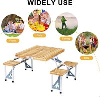 Table de pique-nique pliante avec sièges, en aluminium léger, mobilier d'extérieur portable, design avec trou pour parasol, table de camping pliable