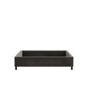 Base de Cama Tapizada en Terciopelo Gris Oscuro, Diseño Minimalista, Sin Colchón, Exclusivo para EE. UU. y Australia - Product Image 1