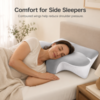 Oreiller ergonomique en mousse à mémoire de forme à rebond lent et rafraîchissant, soutien cervical orthopédique, housse amovible et lavable en tricot, pour un sommeil profond et un soutien du cou en voyage