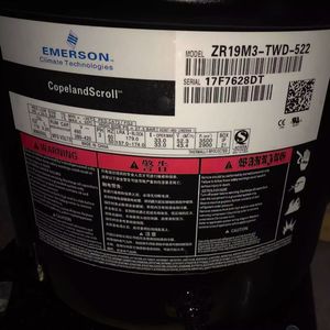 คอมเพรสเซอร์แบบสโครล HYZL Copeland รุ่น ZR19M3 TWD 522 15 แรงม้า อุปกรณ์ทำความเย็นสำหรับเครื่องปรับอากาศ ระบบทำความเย็นและความร้อน - Product Image 1