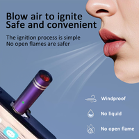 Briquet électrique coupe-vent rechargeable USB-C à allumage par soufflage d'air, allume-cigare par bobine chauffante pour banques d'alimentation et téléphones