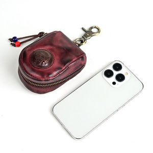 LLavero de Piel de Vaca Auténtica Retro Vintage, Funda de Cuero Curtido con Cremallera, Estilo Vintage, Hecha a Mano, Estilo Indio - Product Image 5