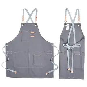 wholesale customization canvas Apron Coffee Bar Apron chef aprons for Men and women