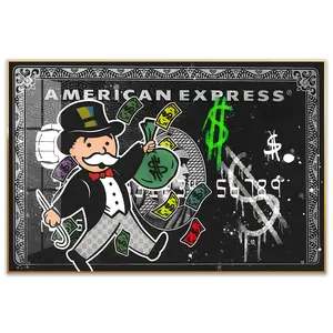 Pop style money Credit card art Mr monopoly painting Inspirational wall art for home decor print canvas and poster living room