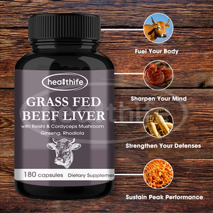 Complex Runderorgaansupplement Grasgevoerd Runderlevercapsule 4500Mg Met Reishi Cordyceps Champignon <span class=keywords><strong>Ginseng</strong></span> Rhodiola - Product Image 1