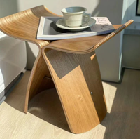 Tabouret Papillon en Bois Massif Naturel, Tabouret de Coiffeuse Minimaliste de Luxe, Banc Créatif pour Coiffeuse à Domicile, Tabouret à Chaussures, Tabouret Bas