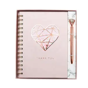 Neues Design Luxus Rose Gold Folie Notebook und Stift Set, benutzer definierte Druckerei Briefpapier Geschenkset für Mädchen