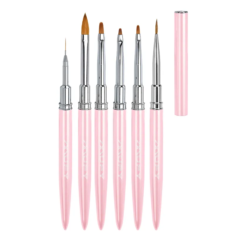 New arrive nail art brush cute diamond pink handle mini oval gel brush watercolor kolinsky acrylic brush