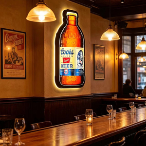 Letrero LED Retroiluminado con Forma de Botella de <span class=keywords><strong>Cerveza</strong></span> Dorada, Caja de Letrero LED Retroiluminada para Decoración de Pared de Pub, Bar o Restaurante - Product Image 1