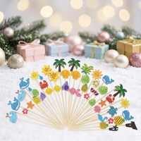 Aangepaste logo's met oceaanthema, bamboeprikkers met schattige zeedierenontwerpen voor zomerfeestjes, cocktail- en fruitdecoratie