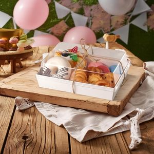 Fogliame 25 confezioni da <span class=keywords><strong>7x5</strong></span> pollici scatole di salumi quadrati riciclabili trasparenti coperchi contenitori di carta usa e getta per dessert alimentari per - Product Image 5