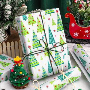 Yarcony Christmas <b>Wrapping</b> <b>Paper</b> Roll 17Inch X 33Feet Modern Green Tree Design Recyclable Gift Craft Use - Product Image 6
