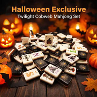 Juego de Mahjong de Lujo para Halloween, 160 Piezas, Fichas con Bordes Suaves, Plegables y Resistentes al Agua, con Tapete para Jugar en Casa