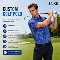 Op maat gemaakte heren golfpolo shirt, lichtgewicht polyester spandex, bedrukt design, sneldrogend, performance golfkleding, OEM fabrikant