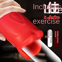 Rote Lippen Zunge lecken Saugen Trainings maschine Cup Balanus Penis Übung Männlicher Mastur bator Sex Massage Desensi bilisierung LW1Y-101