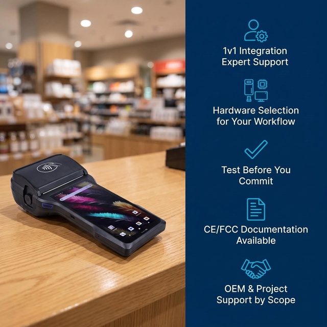 6.26 Inch Android 14 Handheld POS Terminal 4GB 32GB with Tempered Glass 80mm Printer Bluetooth 5MP Camera