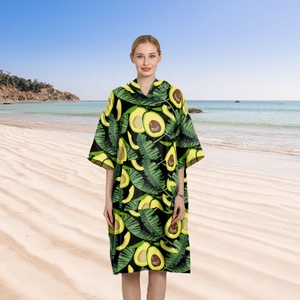 Sẵn Sàng Để Tàu Áo Thun Phong Cách Đầy Màu Sắc In Ấn Da Lộn Nhanh Khô Sợi Nhỏ Poncho Khăn Thay Đổi Áo Lướt Bãi Biển Poncho - Product Image 3
