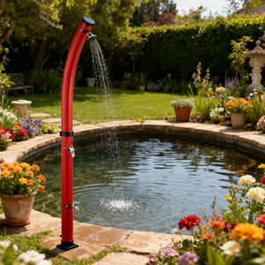 Jade Jardin Extérieur 2 Sections <span class=keywords><strong>Rouge</strong></span> Écologique Économie D'énergie Pvc <span class=keywords><strong>Douche</strong></span> <span class=keywords><strong>Solaire</strong></span> pour Piscine Plage Lieux Publics - Product Image 2
