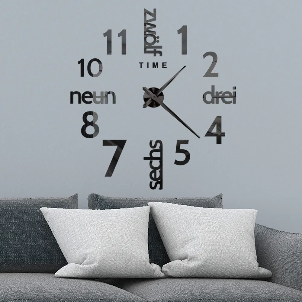 Modern design big decorative watches Home decoration large digital unique gift 3d wall clock