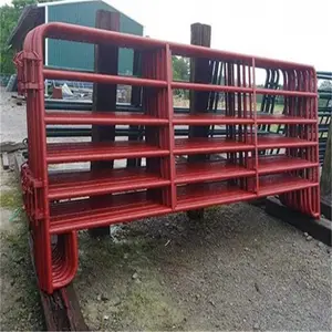 Amerikanischer roter runder Stift 6 Schienen Vieh Metall Pferd Corral Zaun Panel Ranch