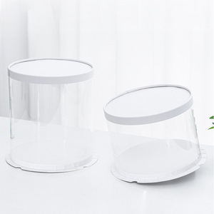 Boîte cadeau transparente seau rond câlin Boîte d'emballage de fleurs Boîte d'emballage cadeau - Product Image 1
