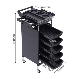 Chariot de <span class=keywords><strong>coiffure</strong></span> <span class=keywords><strong>professionnel</strong></span> mobile noir avec armoire - Product Image 1