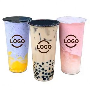 Vasos Desechables de Plástico PP con Fondo Plano de 90 mm, con Logotipo Personalizado, para Bebidas, 16oz/24oz, Transparentes, para Té de Burbujas, Jugos y Refrescos - Product Image 1