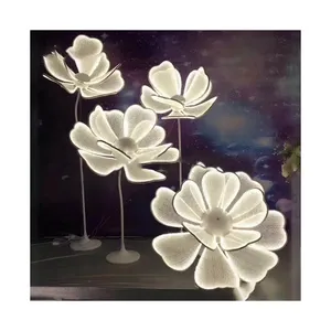 LY210617-1 wedding event occassion road lead flower decorative white set LED flower for stage decoration