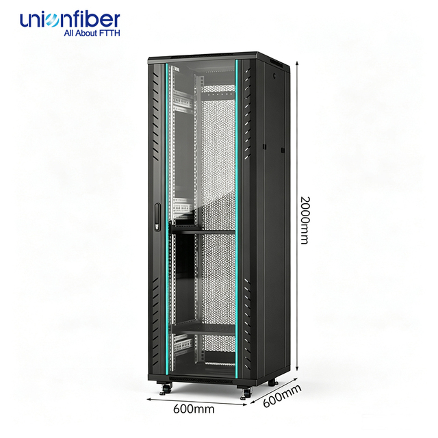 Standard Custom Tempered Glass Front Door SPCC Steel Floor Standing Indoor 42U Data Center Computer Room Network Rack