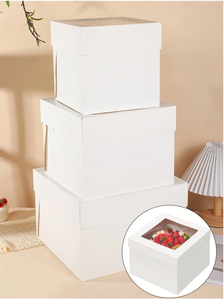 Caixas De Bolo Altas Com Janela 12 Caixas De Padaria De 10 <span class=keywords><strong>8</strong></span> Polegadas Retirar Recipiente, branco Grande Caixa De Padaria De Papelão Com Tampas - Product Image 5