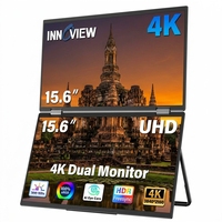Moniteur portable double écran 15,6 pouces 4K UHD IPS, rapport de contraste 1200:1, angle de vision de 178 degrés, haut-parleurs intégrés, extension d'écran double