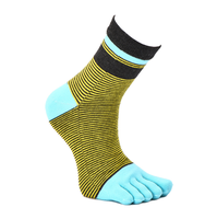 Chaussettes 5 doigts à rayures pour femmes, chaussettes de Compression à bout, à rayures