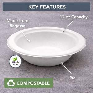 ถ้วยบาแกส ProTakeOut ขนาด 12 ออนซ์ แพ็ค 1000 ใบ ปลอดสาร PFAS ย่อยสลายได้ เป็นมิตรกับสิ่งแวดล้อม ทนทาน ใช้แล้วทิ้ง เหมาะสำหรับร้านอาหารและบริการจัดเลี้ยง - Product Image 3