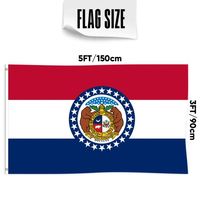 Drapeau du Missouri personnalisé imprimé 3x5 pieds, bannière de présentation polyvalente à une face, fabriquée en polyester, vinyle, plastique et nylon durables