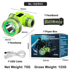 ไฟหน้าเรือดำน้ำ500mAh IP68กันน้ำแบบชาร์จไฟได้ไฟฉายดำน้ำ50เมตรใต้น้ำลึกตกปลาใต้ทะเลลึก - Product Image 6