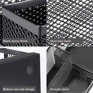 Wholesale Metal Desk Organizers Office Supplies Pencil Holder Sliding <b>Drawer</b> Mesh Desktop Organizer with <b>6</b> Compartments - Product Image 2