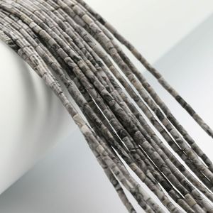 Vente en gros de tubes de 2*4mm en pierre naturelle, perles d'agate jaspe et de quartz, perles cylindriques pour bracelet, fabrication de bijoux - Product Image 4