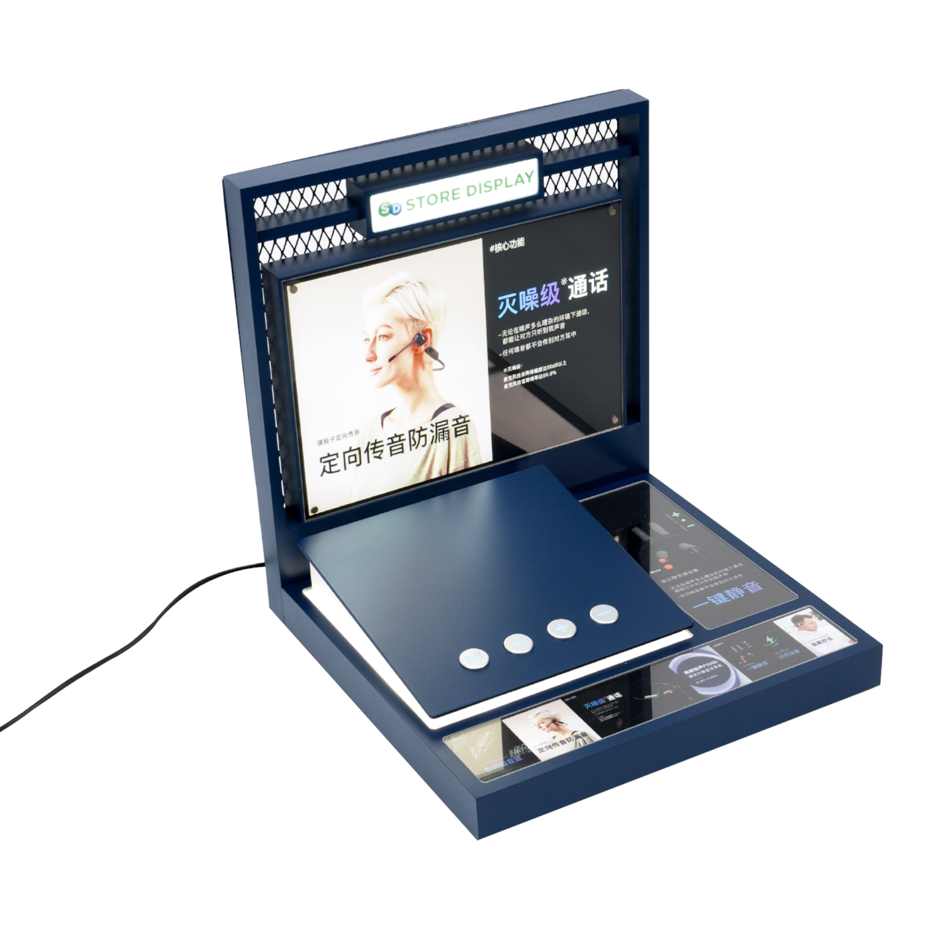 Customized Double-Sided Light Duty Acrylic Countertop Display Stands with LCD Screens for Electronic Products for Supermarkets — view 1