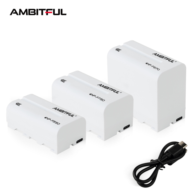 AMBITFUL NP-F970 6600mAh NP750 NP550 Lithium Battery Is Used for Godox Yongnuo LED Video Light Monitor Battery