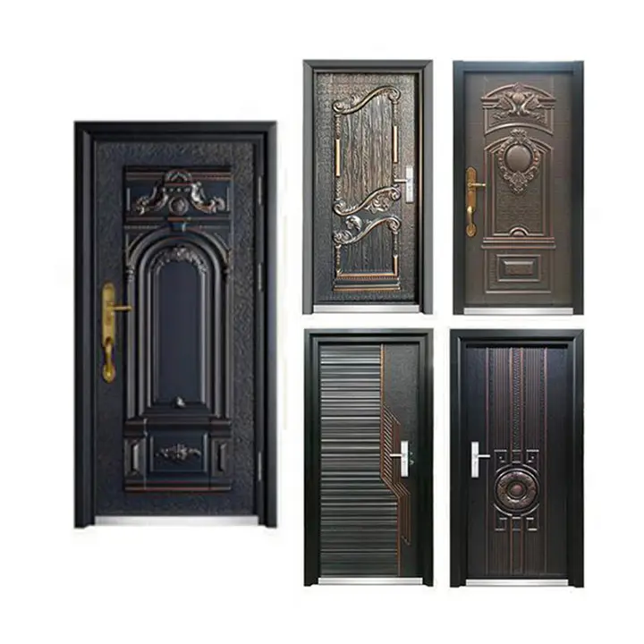 Fournisseur luxueux de portes principales en acier Dernières portes intérieures en bois pour la construction de maisons