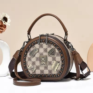 Sac à main bandoulière de luxe rond et moderne pour femme, avec fermeture éclair, grande capacité, idéal pour la plage et les voyages - Product Image 5