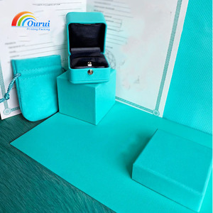 Blue PU Leather <b>Ring</b> <b>Box</b> with Button Clasp, Luxury Jewelry Gift <b>Box</b> for <b>Rings</b> & Earrings - Product Image 2