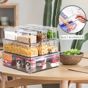 Creative House Kitchen Dry Food Nuts Fruit Fresh Transparent 5 Pieces Plastic Box Airtight Storage Container Set With Lid