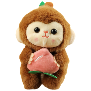 Set di <span class=keywords><strong>2</strong></span> Portachiavi Scimmia in Peluche, Scimmia con Kiwi e Pesca, Ciondolo Morbido Animale Imbottito, Accessorio per Borsa, Regalo - Product Image 5