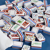 Ensemble de Mahjong américain Chalet, 160 tuiles en acrylique, théière Corgi, double étage, flocon de neige, fête du thé de l'après-midi