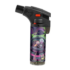 2025 nouveauté logo personnalisé coupe-vent butane gaz Jet briquets torche obliques briquets rechargeables en plastique pour cadeaux - Product Image 5
