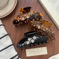 Pince à cheveux en acétate de luxe de haute qualité, style coréen Liwu, avec fleurs 3D exquises incrustées de strass