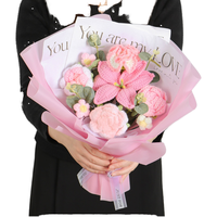 Bouquet de roses en crochet en fil de coton doux fait main de luxe, fleur artificielle tricotée, cadeau durable pour la Saint-Valentin, Noël