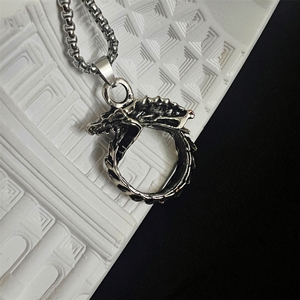 Biểu Tượng Tùy Chỉnh Cổ Rồng Vòng Mặt Dây Chuyền Vòng Cổ Người Đàn Ông Hip Hop Phong Cách 3D Thiết Kế Độc Đáo Thép Không Gỉ Mô Hình Các Bên Đồ Trang Sức - Product Image 1