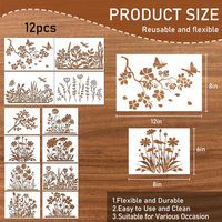 Pochoirs de fleurs sauvages pour la peinture, modèles floraux et botaniques réutilisables en plastique pour murs, bois, meubles, tissus, décoration intérieure DIY